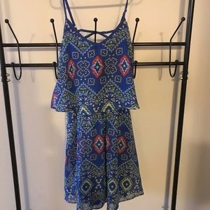 Blue Aztec designed romper